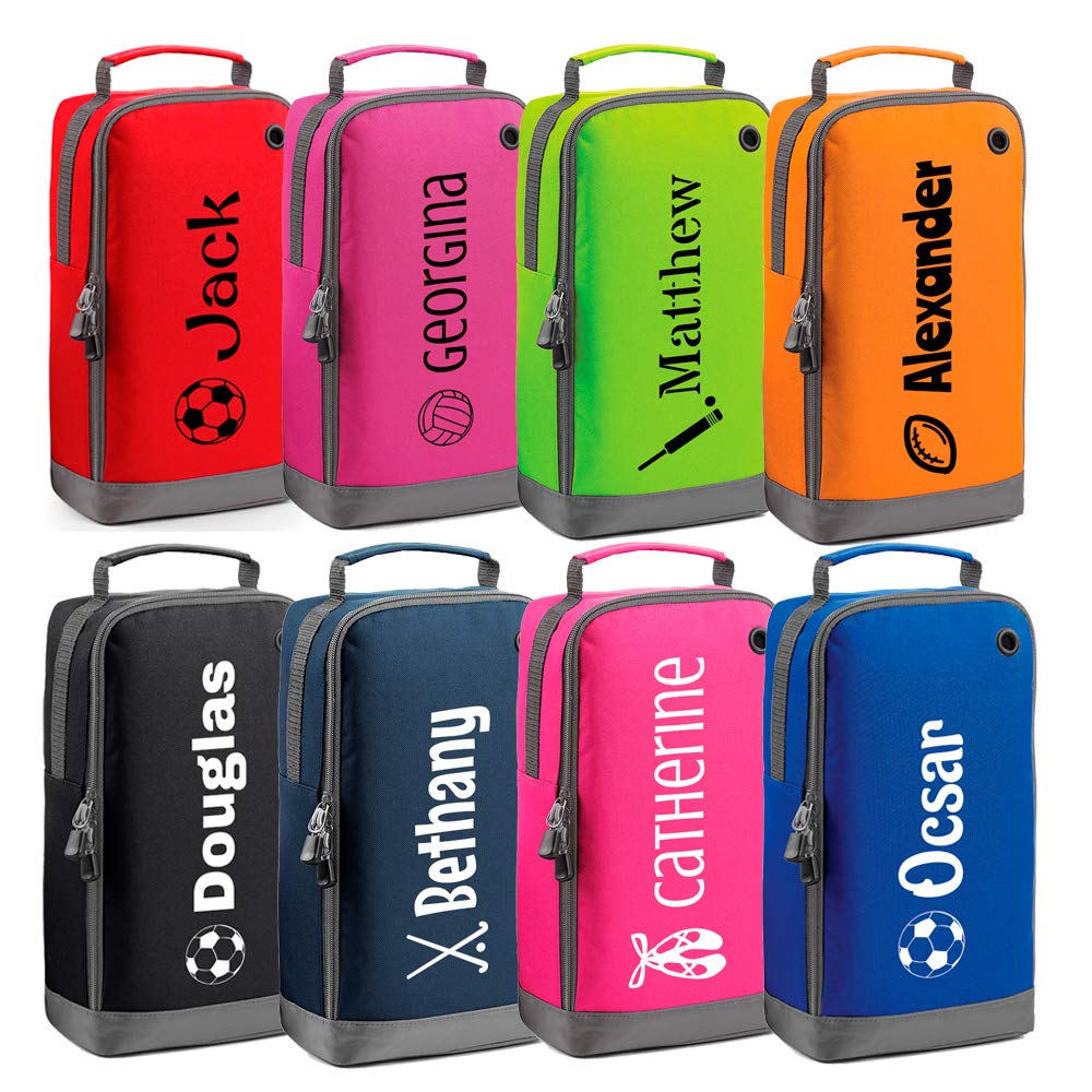 Funky Labels Personalised Boot Bag – Custom Name Sports Shoe Bag – Water-Resistant & Easy Clean – Colourful Design for Kids, School PE, Football, Rugby, Dance, Swimming – Ideal for Boys & Girls
