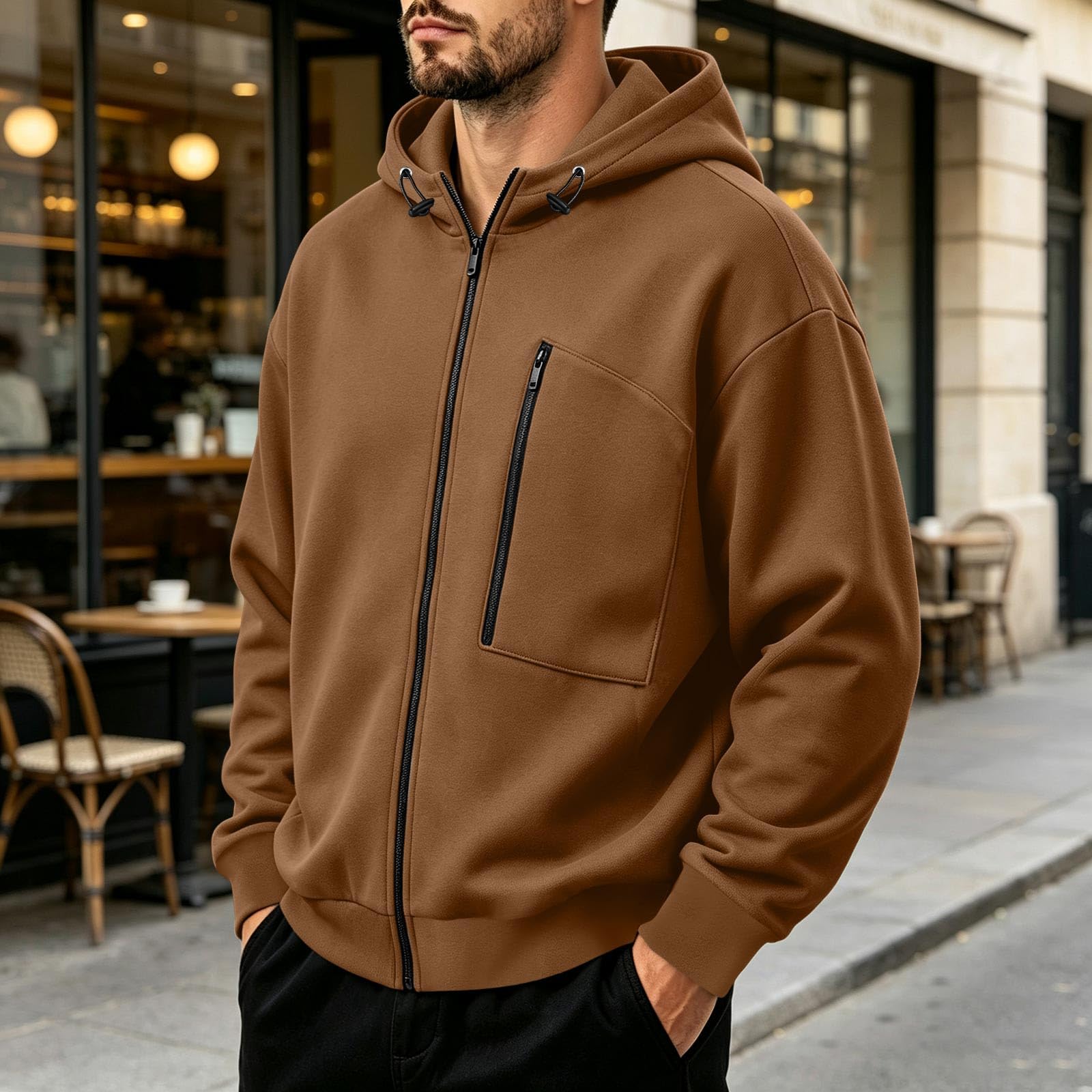 Sweatjacke Herren Mit Kapuze Sweatshirt Dünne Hoodie Oversize Pullover Mit Reissverschluss Kapuzenjacke Lässige Streetwear Herrenpullover Fashion Elegant Kapuazenpulli Freizeit Einfarbige Hoody S-XXL
