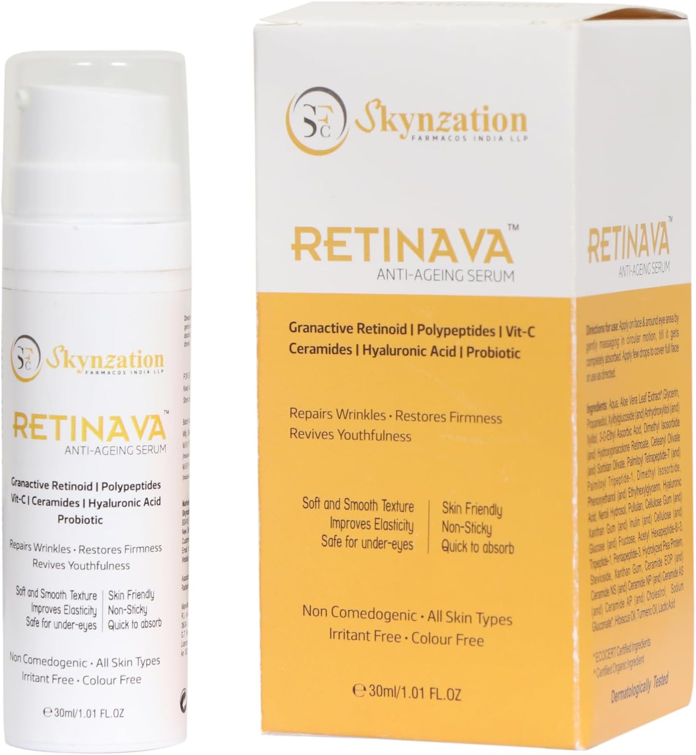 RETINAVA Antiageing Serum | Boosts Collagen for Anti-Ageing, Wrinkles & Fine Lines Serum | Night Face Serum With Non Irritating Retiniod/Retinol For Younger-looking All Type Skin 30ml