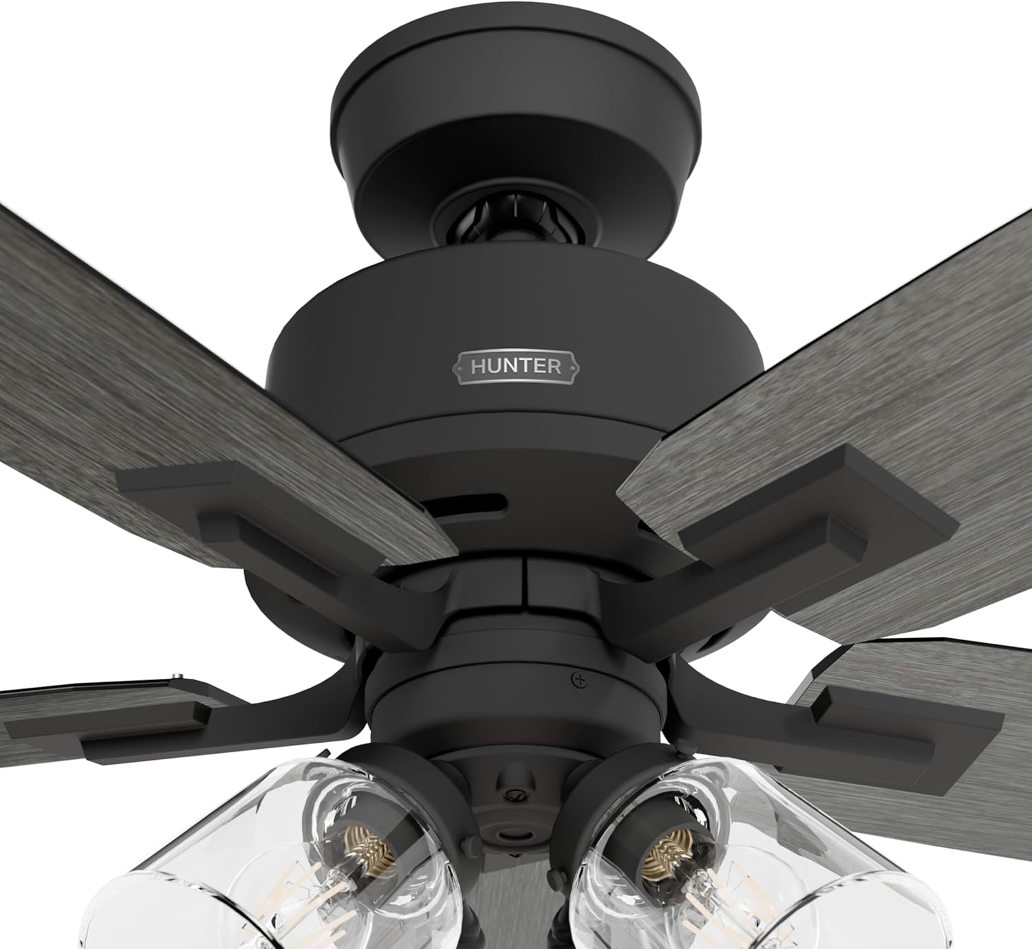Hunter Fan 52 inch Black Indoor Ceiling Fan with Lights and Remote Control for Bedroom, Living Room/Family Room, Dining Room, Kitchen, Office (Renewed)