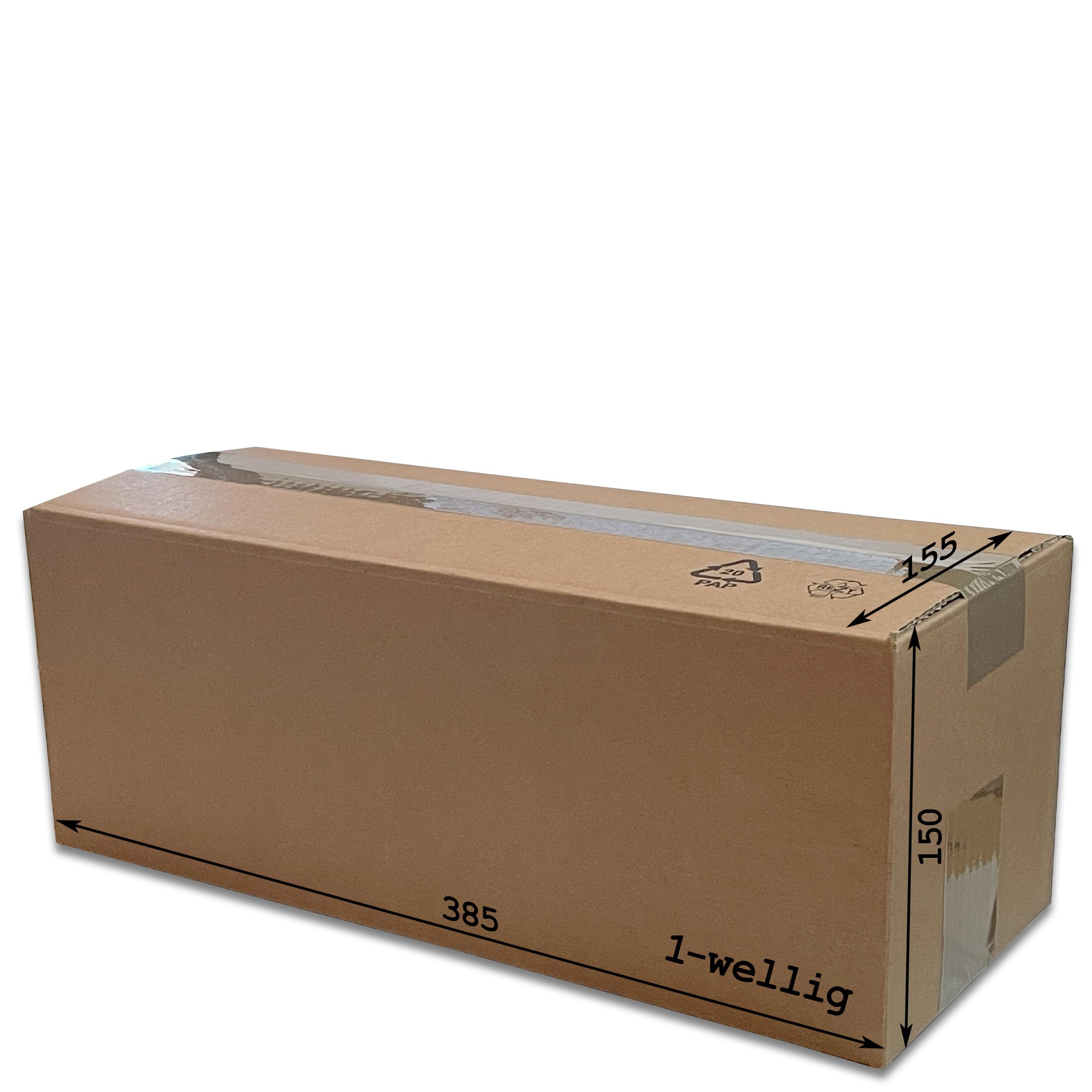 Wohnkult Karton Faltkarton Versandkarton Schachtel Versandschachtel Verpackung 6 Größen (7 | 385 x 155 x 150 mm, 100, Stück)