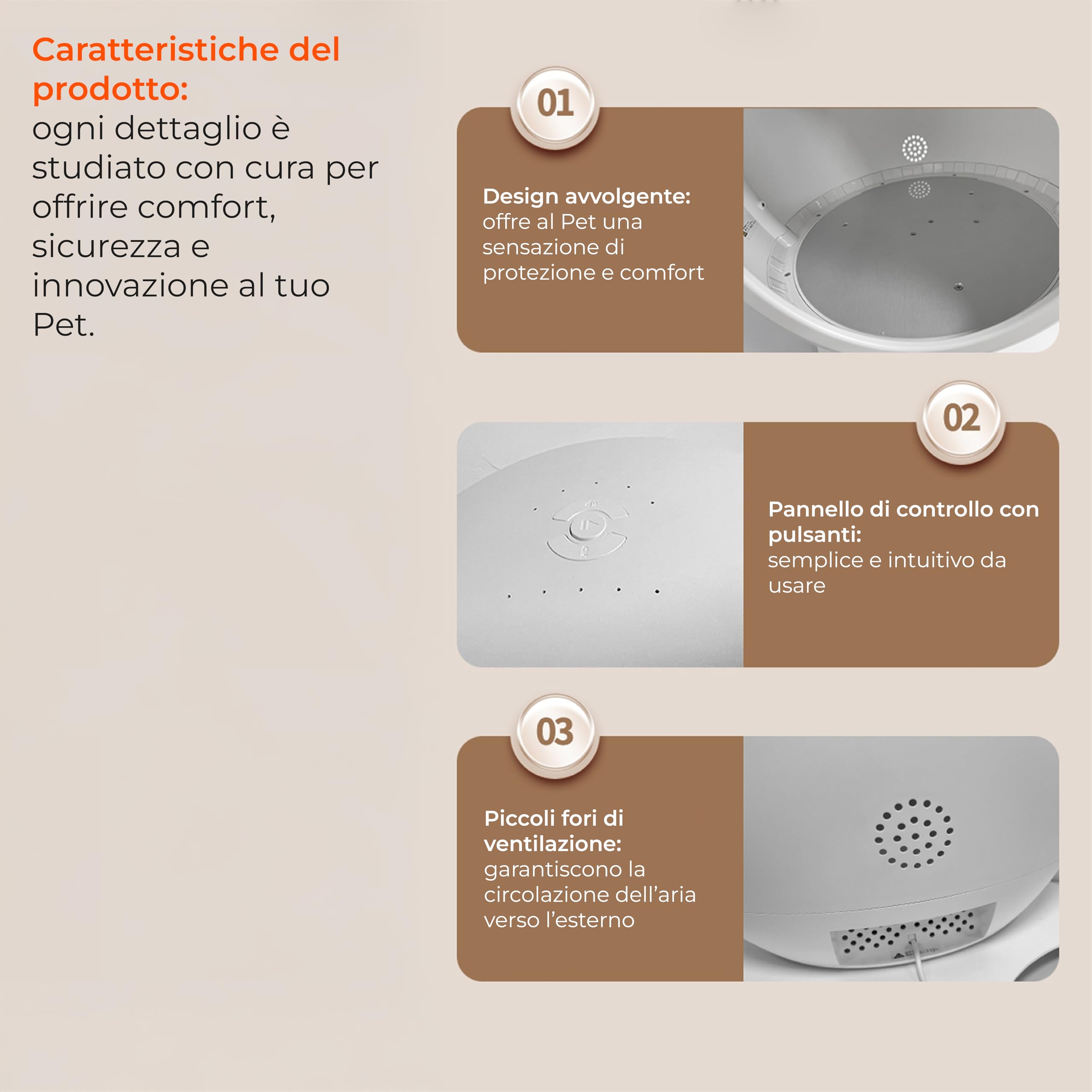 Carepet Cuccia Termostatizzata Freddo/Caldo con Controllo App, Regolazione Automatica 15-35°C, Sensore Infrarossi, Ioni Negativi, LED, Silenziosa ed Efficiente