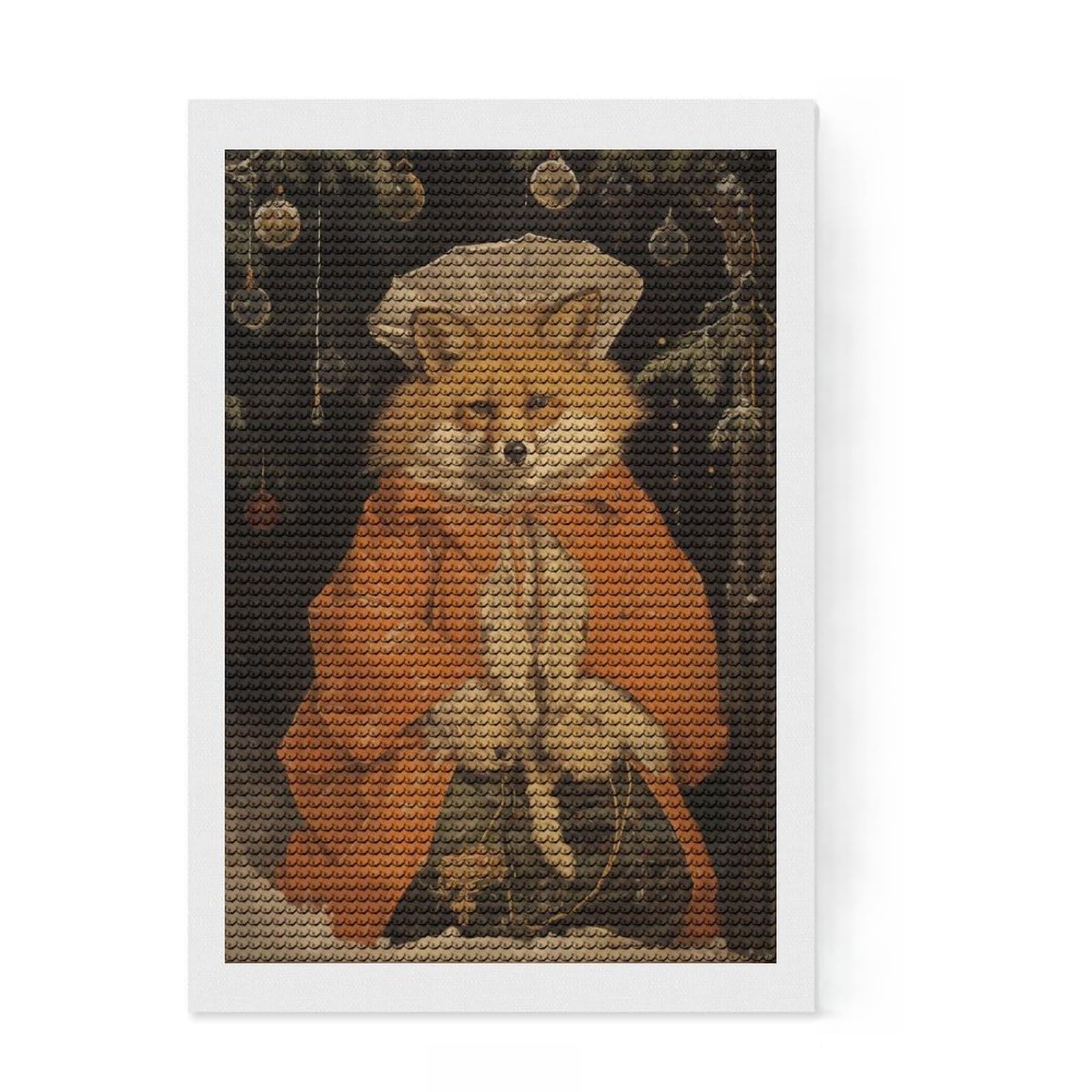 Junmoney Old Classic Fox Xmas Round Drill Diamond Painting 8"x12", for Beginners, Simple to Start, Modern Decor, Birthday Gift, Easy to Enjoy