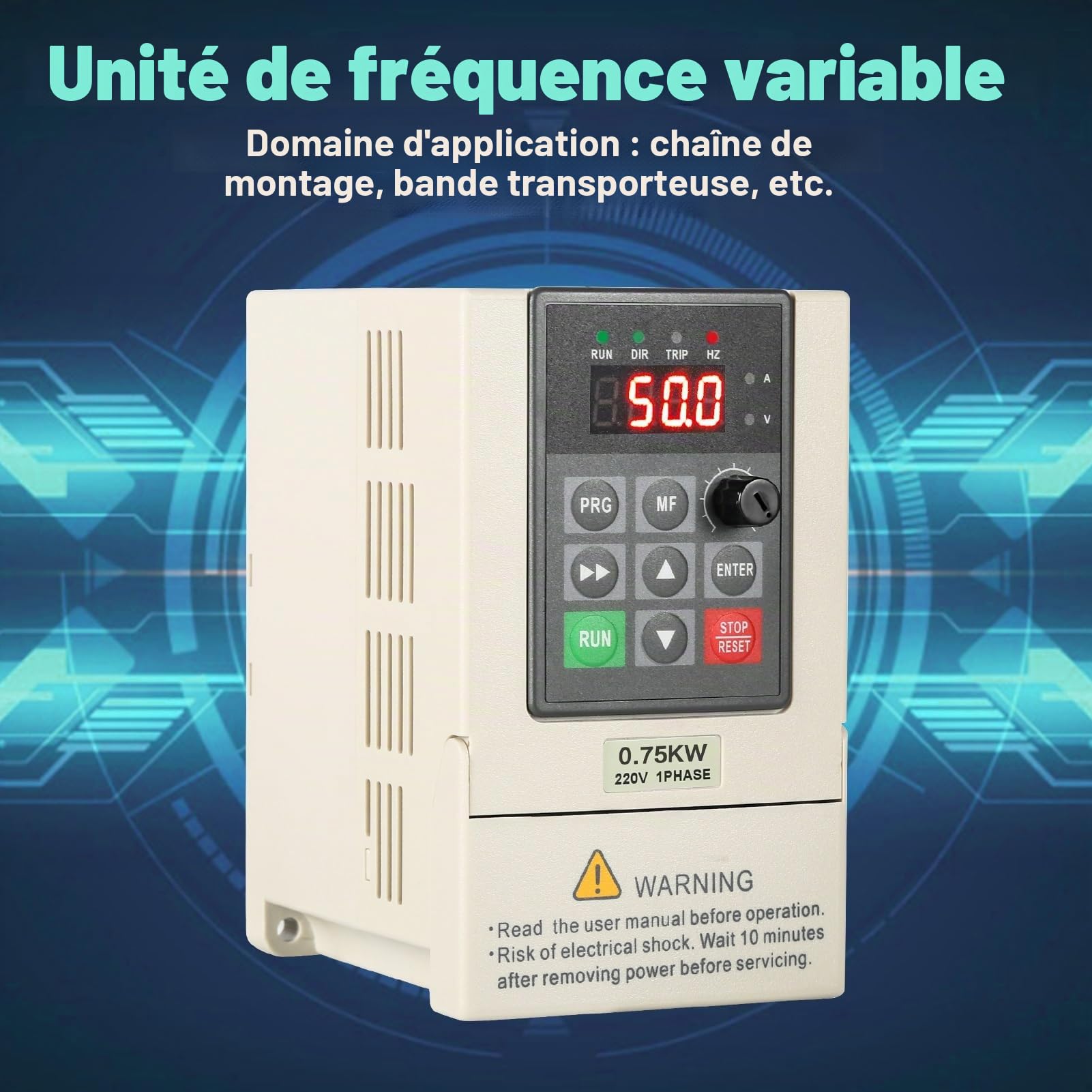 Jadeshay Transformateur Triphasé à Monophasé Variateur de Fréquence 220V Monophasé vers 220V Triphasé Convertisseur de Fréquence pour Moteur VFD pour 0.75 KW Contrôle de Vitesse de Moteur