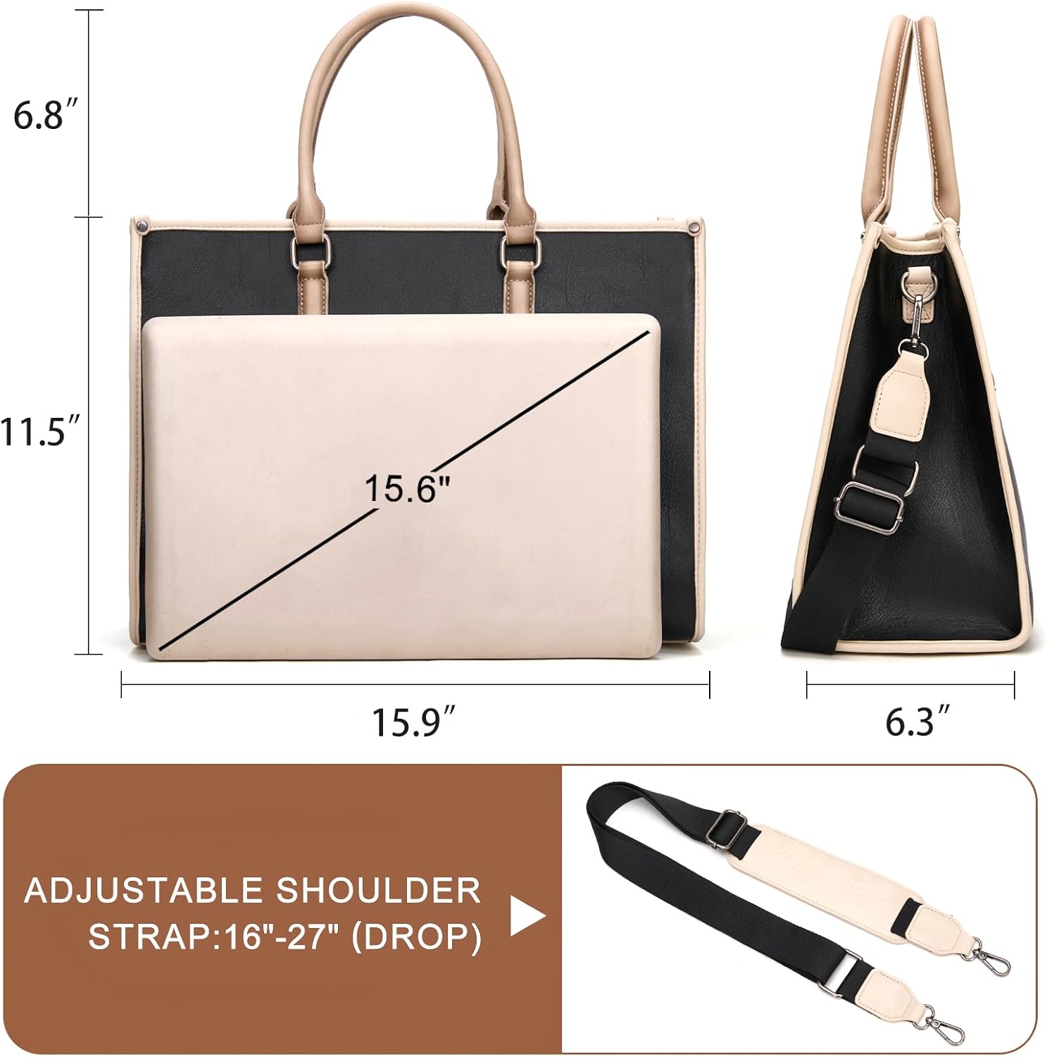 Montana West Laptop Tote Bag for Women 15.6 Inch Computer Bags Business Office Work Briefcase With Adjustable Shoulder Strap - Image 5