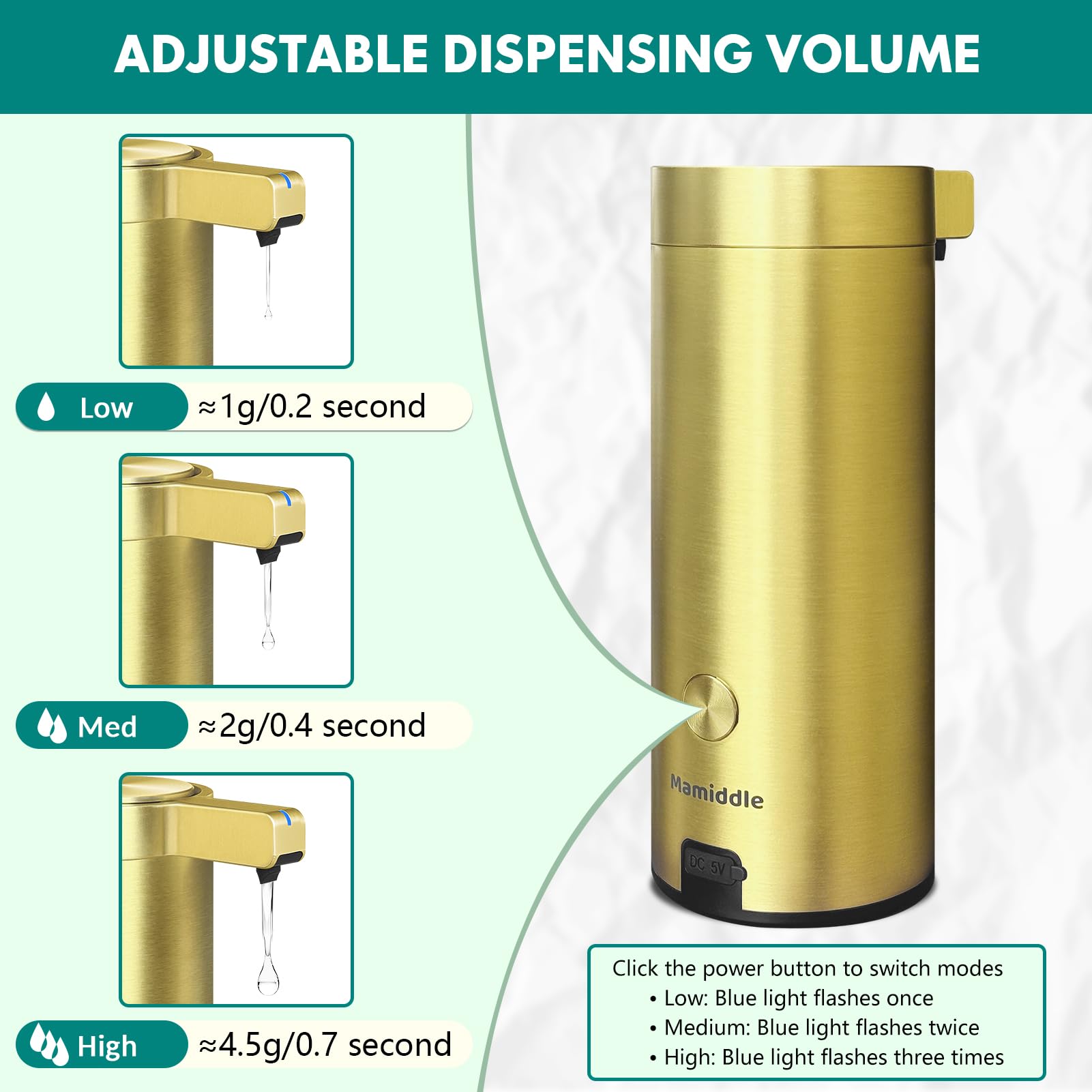 AlwaysH Automatic Soap Dispenser Touchless Soap Dispenser Stainless Steel With Infrared Motion Sensor Waterproof Base Adjustable Switch 71147553