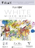 Vista 1 de Clairefontaine - Ref 975481C - Paint'ON - Bloc blanco pegado (20 hojas) - 17,8 x 25,4cm (7 x 10in), papel pesado de 8.82 oz/m², sin ácidos