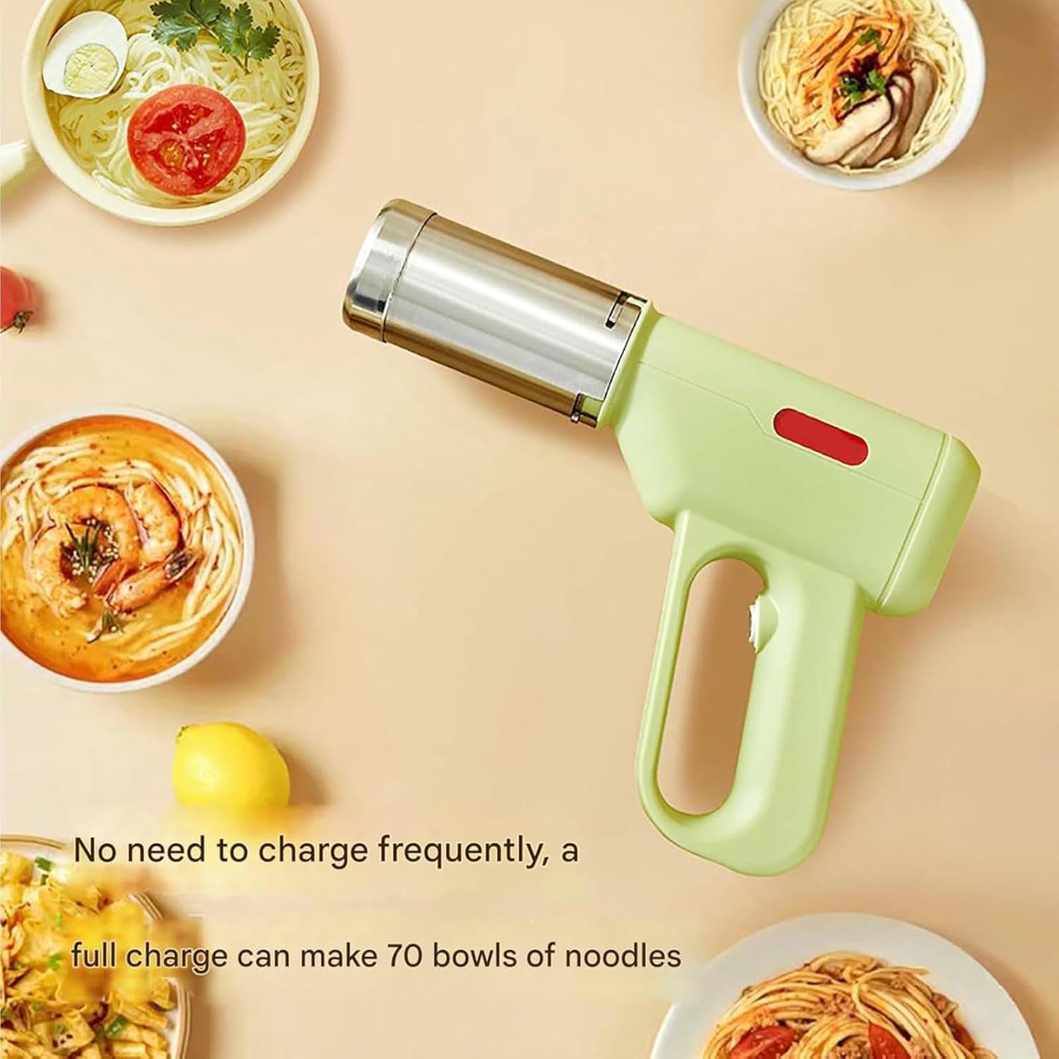 Pasta Maker Machine Pasta Extruder, Electric Handheld Cordless Noodle Maker Automatic Dough Pressing Machine with 5 Molds to Make Spaghetti Ramen, Easy to Clean