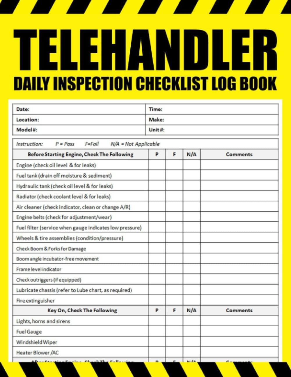 Telehandler Daily Inspection Checklist Telehandlers PreUse Inspection