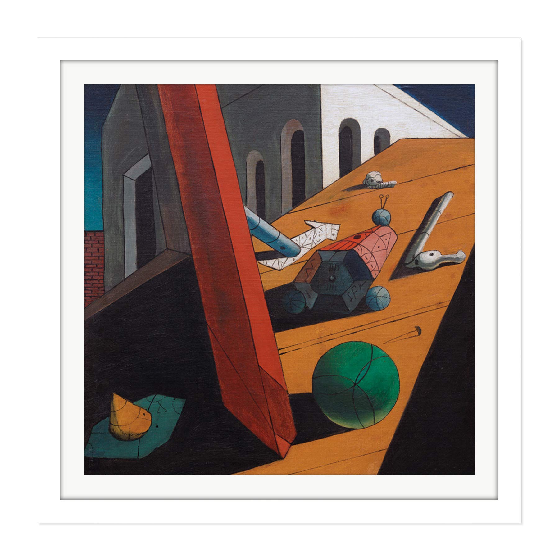 Artery8 Giorgio De Chirico Evil Genius Of A King Square Wooden Framed Wall Art Print Picture 16X16 Inch