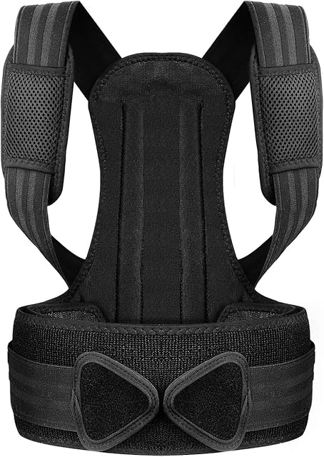 True Face Posture Corrector for Men, Women and Kids, Spine and Back Support, Relief Pain in Neck, Back and Shoulders, Adjustable and Breathable Back Brace Improves Posture Black XL