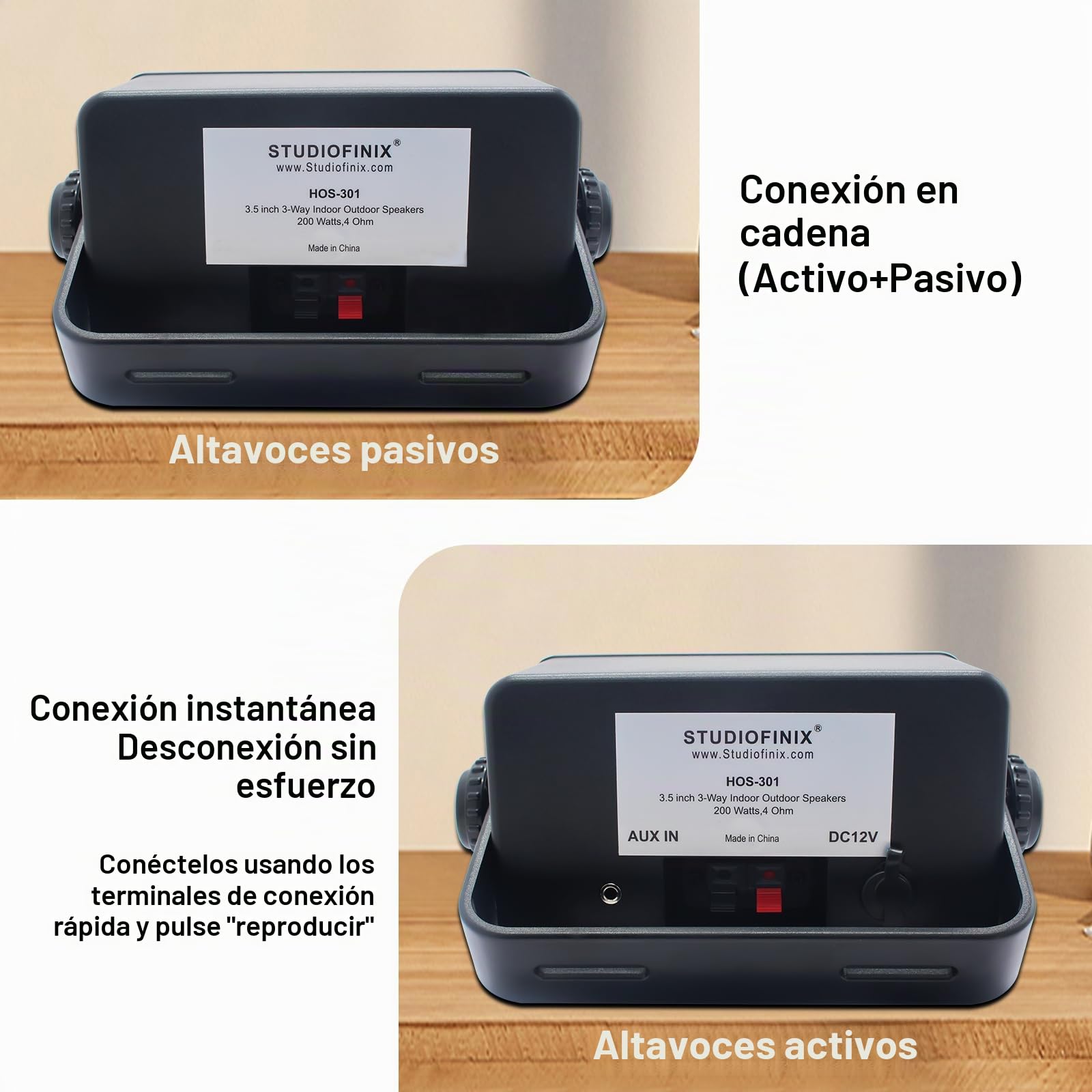 STUDIOFINIX Altavoces Bluetooth con Cable para Exteriores de 3.5 Pulgadas, Impermeables, 3 vías de 200 W, Altavoces de Montaje en Pared, Uso Patio, Cubierta, Interior y Exterior