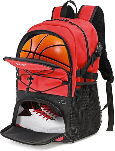 WOLT - Mochila de baloncesto grande con compartimento separado para pelota y zapatos, ideal para baloncesto, fútbol, gimnasio