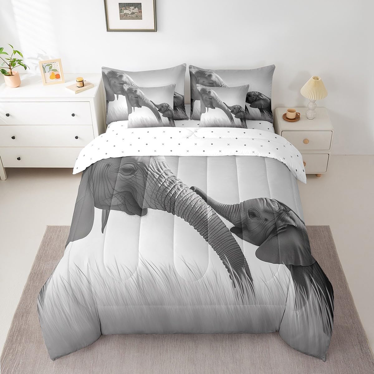 7 Pieces King Size Cute Dolphin Comforter Set,Tropical Fish Coral Seaweed Bedding Set for Boys Girls,Underwater World Marine Life (Comforter+Fitted+Flat Sheet+2 Pillowcases+2 Throw Pillow Covers)