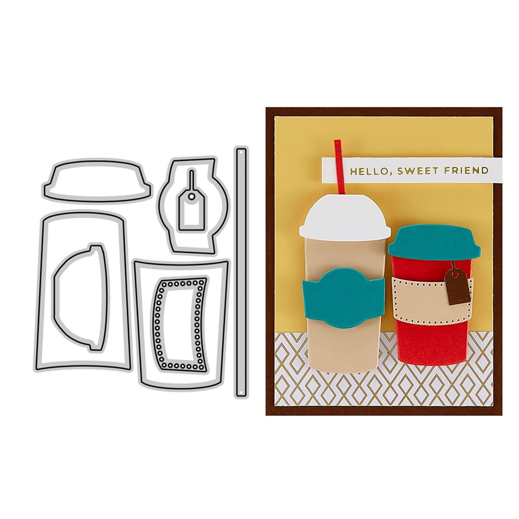 Amazon.com: Coffee Cup Die Cuts for Card Making,Metal Cutting Dies ...