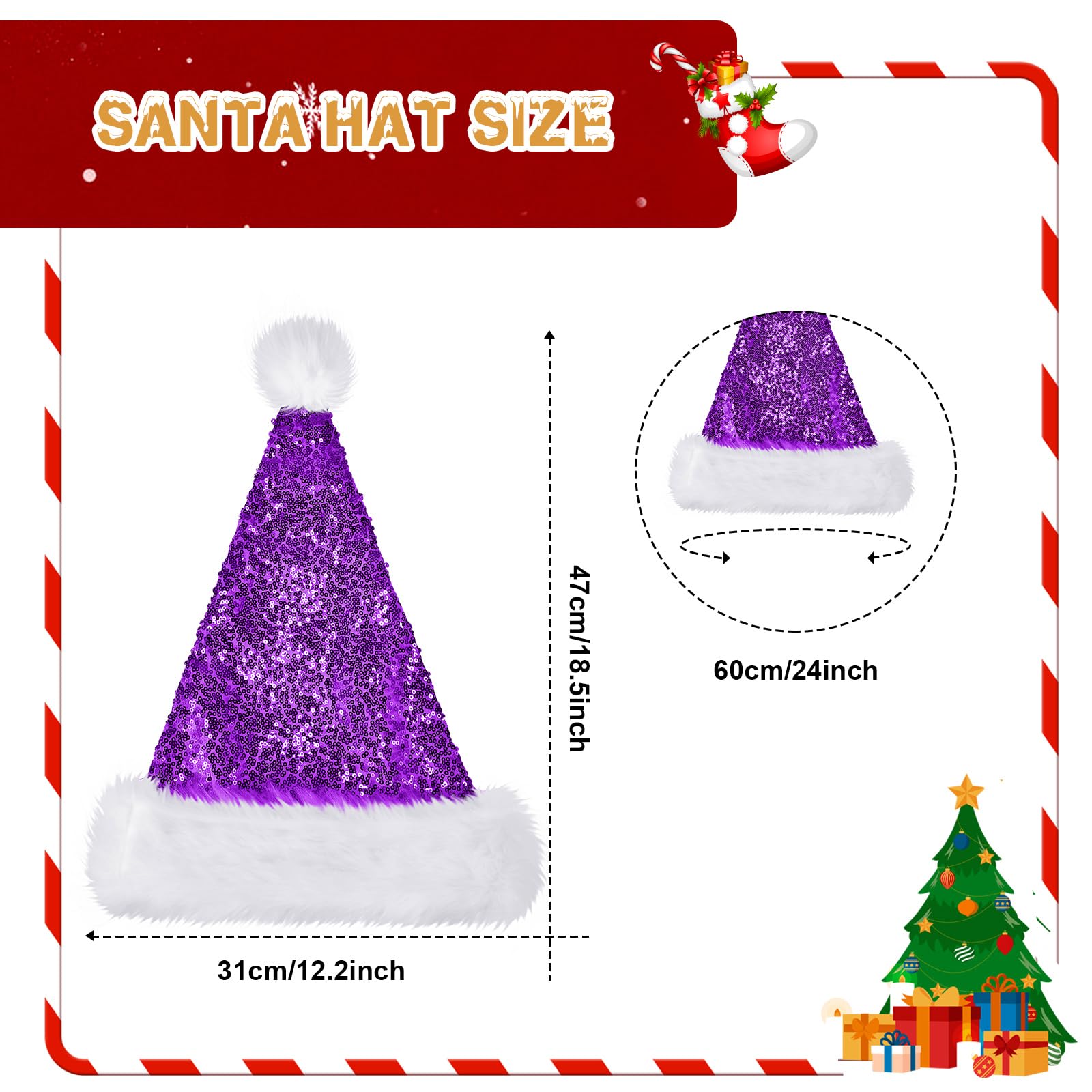 SATINIOR Lot de 2 chapeaux de Père Noël unisexe en tissu avec doublure confortable et bord en peluche pour adulte