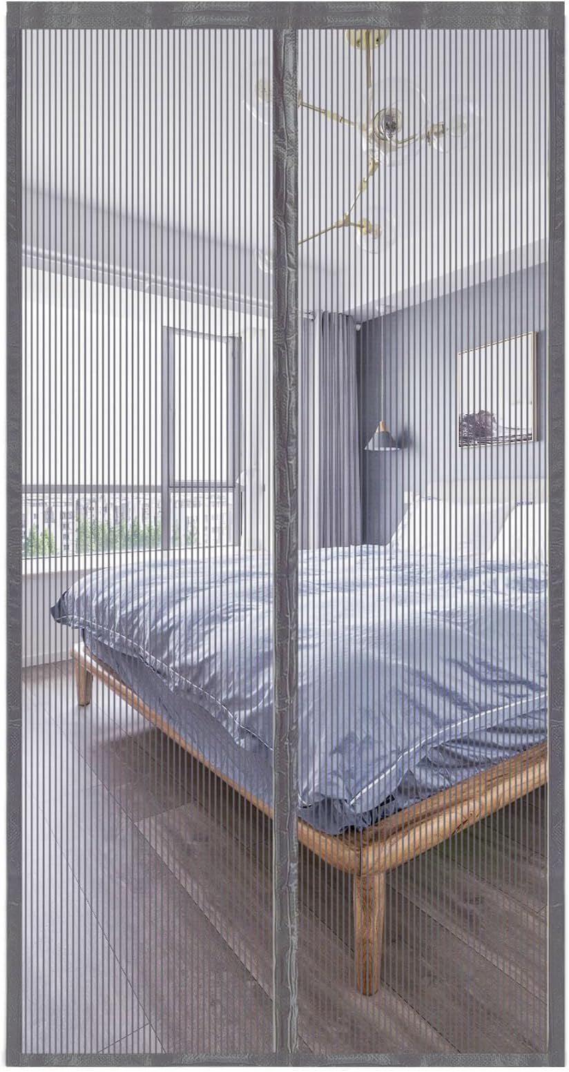 OSLEN Magnetic Screen Door for Sliding Door 34"*81" Security Screen Door Screen Magnetic Closure Self Sealing Screen for Door to Keep Bugs Out Pet and Kid Friendly Works with Bedroom (34"*81" Gray)