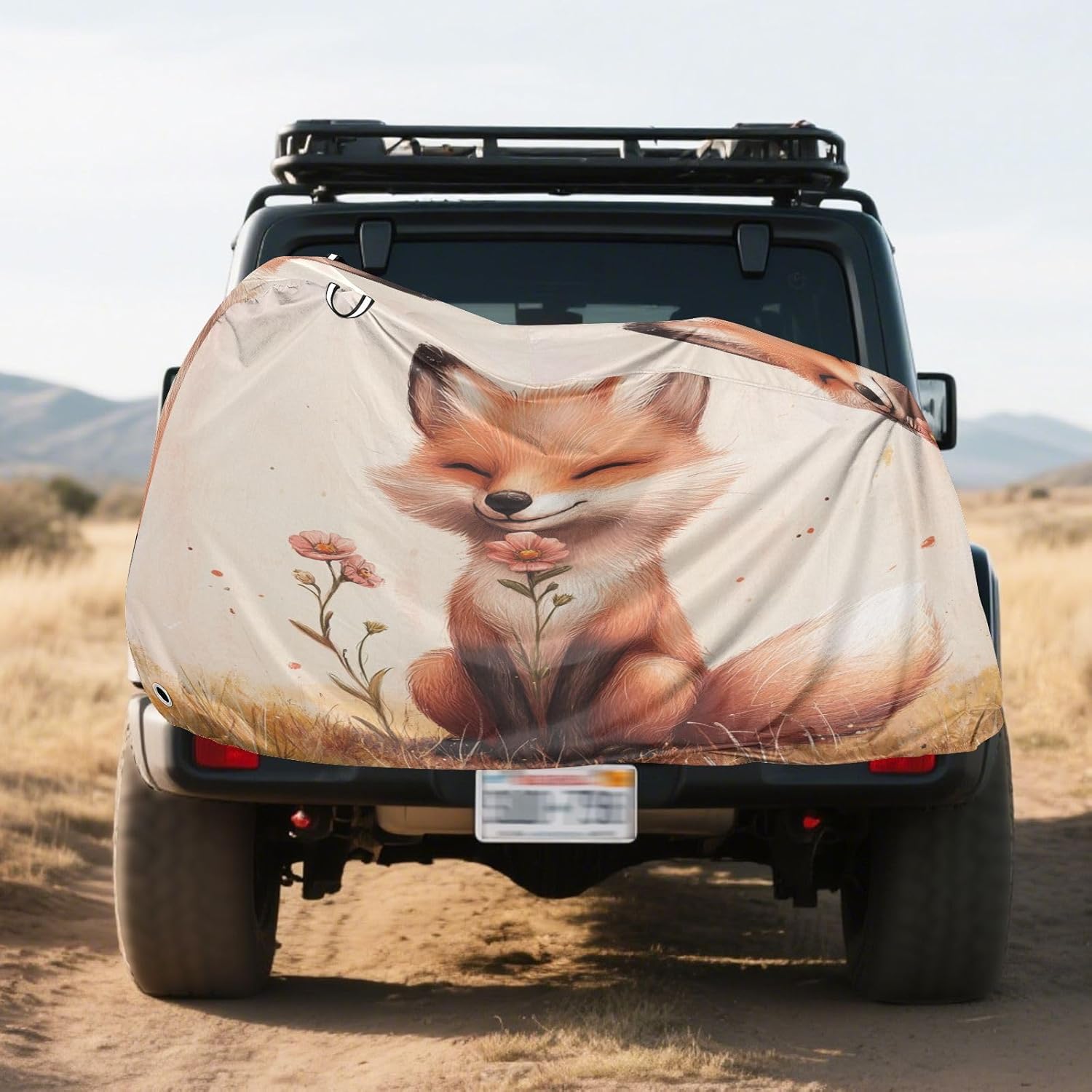 ALAZA Fox Poppy Flower Bike Cover Waterproof Outdoor Ebike Bicycle Covers Tarp Protection for 1/2 Bikes, Sun UV Dust Wind Proof