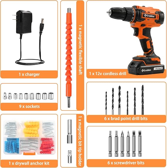 Cordless Drill Set 21v Power Drill Cordless With Battery & Charger, 84pcs Accessories Electric Drills Variable Speed, 3/8 Keyless Chuck, (Colour 1)