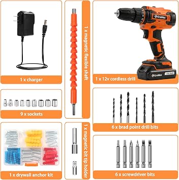 Cordless Drill Set 21v Power Drill Cordless With Battery & Charger, 84pcs Accessories Electric Drills Variable Speed, 3/8 Keyless Chuck, (Colour 1)