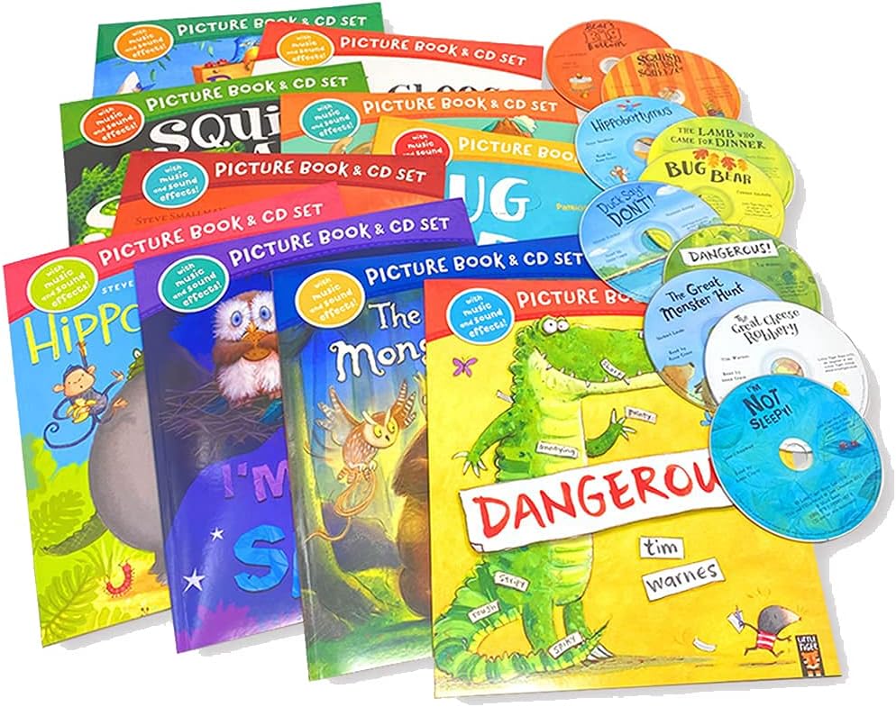 Bear's Big Bottom and Other Stories Collection - 10 Picture Books & CDs with Music & Sound Effects Set (Great Monster Hunt, Bug Bear, I'm Not Sleepy, Hippobottymus & MORE!) Paperback