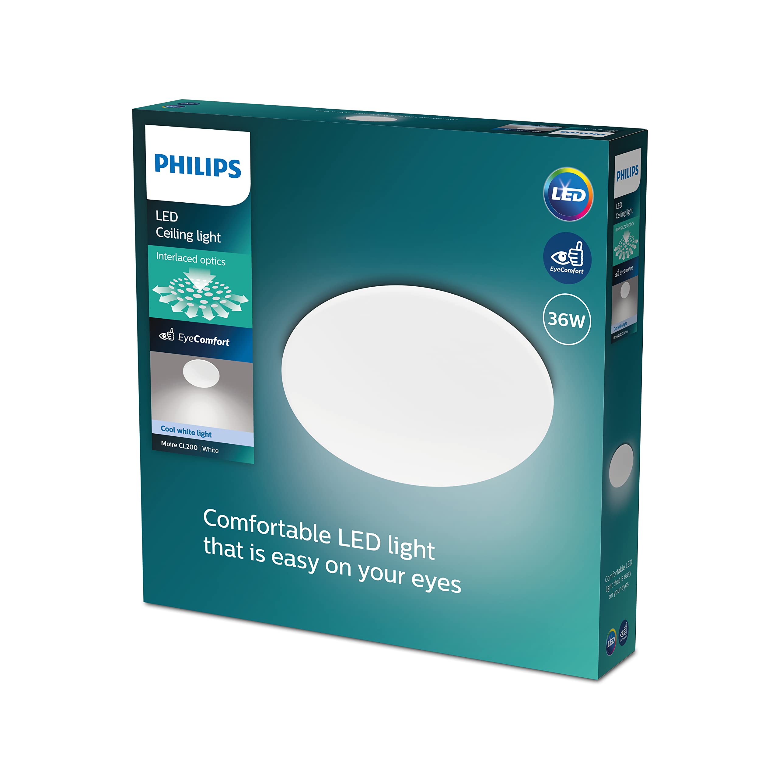 PHILIPS - Plafón Lámpara LED de techo Funcional Moire Blanco 36W 4000K Luz Blanca Fría