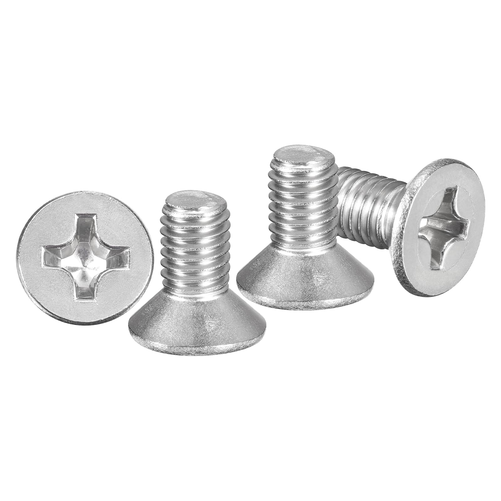 METALLIXITY Phillips Flat Head Machine Screws Bolts (M8-1.25x16) 10Pcs, Stainless Steel 304 Countersunk Cross Screws - for Household Indoor Maintenance Installment DIY, Silver