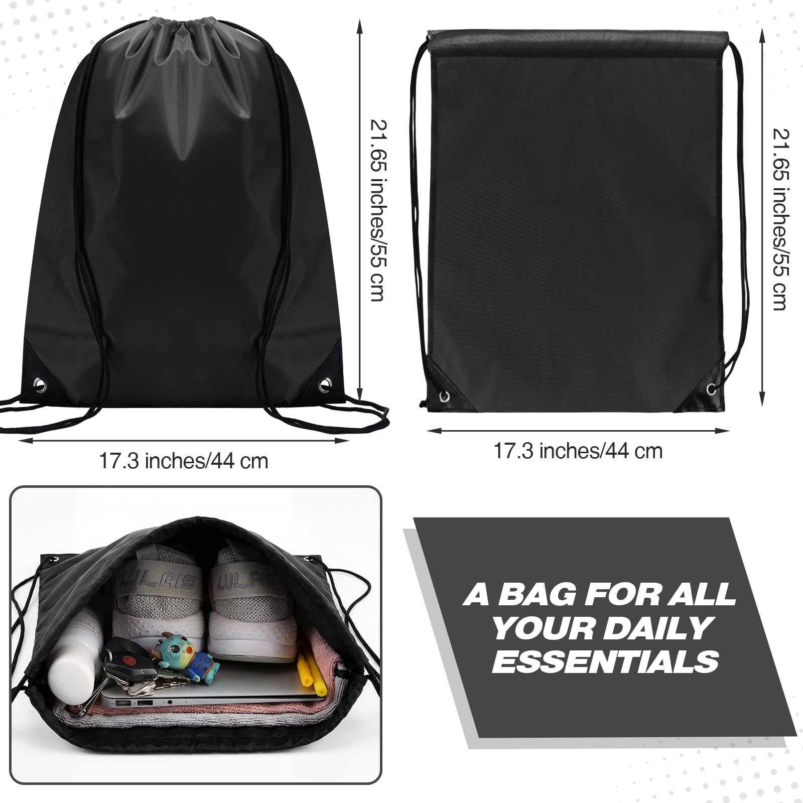 Shappy Drawstring Backpack Bulk Sports Gym Cinch Bag Polyester String Bag for Men Women Children