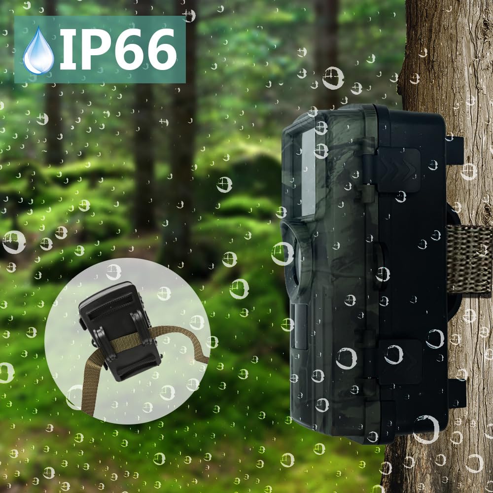 48MP 4K 30fps Wildlife Camera with Mobile Phone Transmission, Motion Sensor, Night Vision, WiFi, 120° Detection Angle, 0.2s Fast Trigger, IP66 Waterproof for Wildlife Monitoring and Home Security