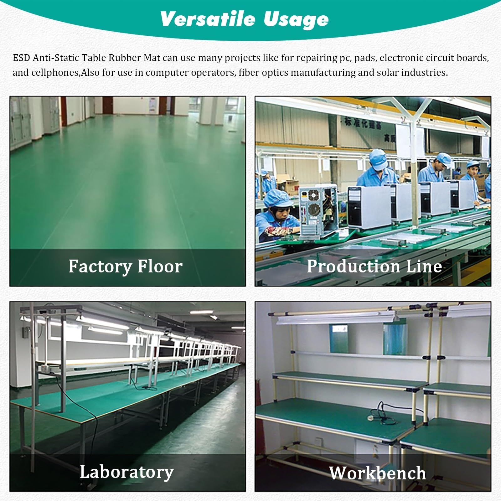 1 alfombrilla de goma antiestática ESD for construcción de PC y reparación de dispositivos electrónicos: de 90 a 40 cm de largo, duradera y sin olor.(3mmx2x8.2ft)