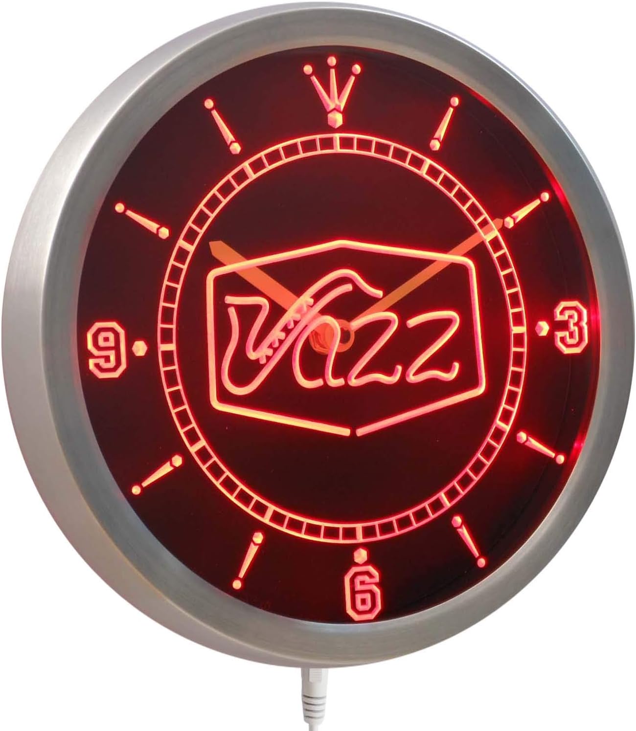 ADVPRO nc0321-b Jazz Saxophone Bar Music Live Pub Club Neon Sign LED Wall Clock