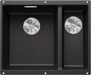 BLANCO SUBLINE 340/160-U   Undermount Double Bowl Kitchen Sink for 60 cm Wide Base Units   Made of SILGRANIT   Grey   523548