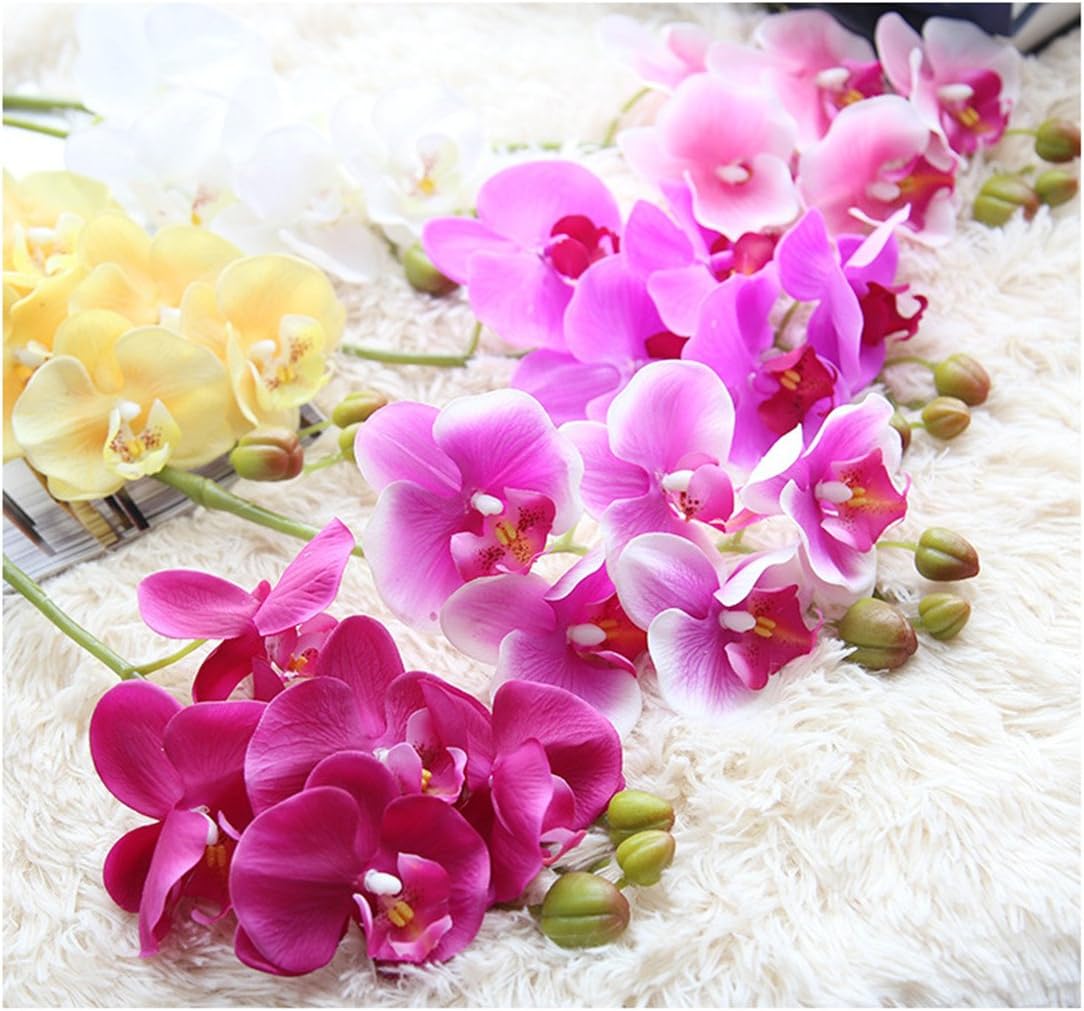 5 Pieces 28" Artificial Flowers Fake Phalaenopsis Orchids Red
