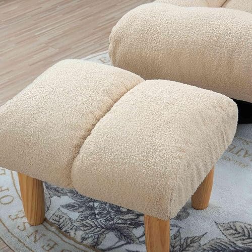 Miniatura 9 de Sofá de piso con reposapiés, sofá giratorio perezoso silla de ocio con respaldo ajustable para sala de estar, blanco único marino,Gris,Blanco único