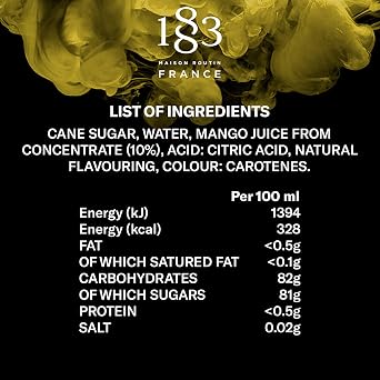 1883 Maison Routin Premium Mango Syrup for Iced Tea, Cocktails, Mocktails, Smoothies, Desserts - Vegan-Friendly, Allergen-Free, No Preservatives - 1L PET Bottle