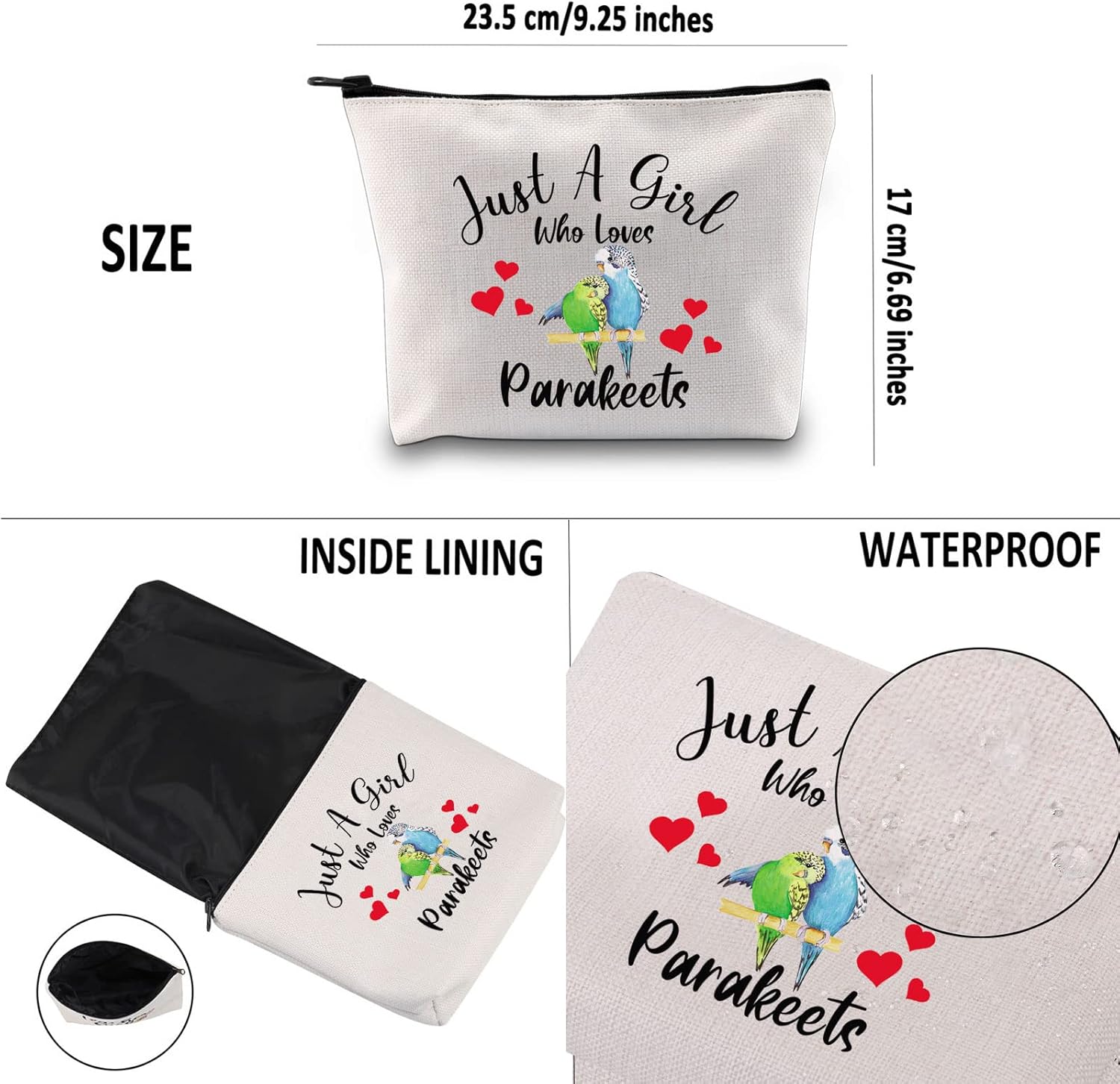 G2TUP Parakeets Gift Who Loves Parakeets Makeup Bag Parakeets Lover Cosmetic Bag Bird Birding Gift Bird Watching Birdwatcher Zipper Travel Bag (Who Loves Parakeets MB) - Image 3