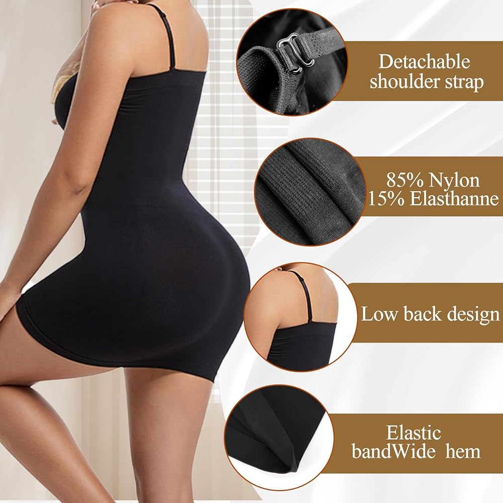 Damens Shapewear Kleid - Trägerlos Mit Bauch-Control & Abnehmbaren Trägern