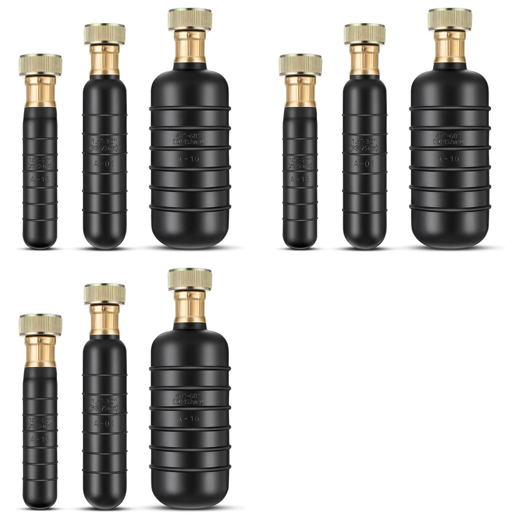 Jnchdghwa Black Drain Bladder Kit,9 Pcs Drain Cleaning Bladders Fits 1 To 6 Drain Pipe, Unclogs Stubborn Blockages In Main Drain & Sewer