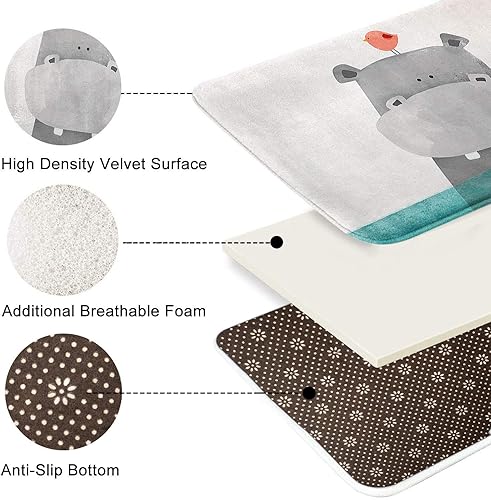 Miniatura 5 de Britimes Bath Mats for Bathroom, Bathroom Mats Rugs No Silp, Funny Animal Hippo Washable Cover Floor Rug Carpets Floor Mat Bathroom Decorations