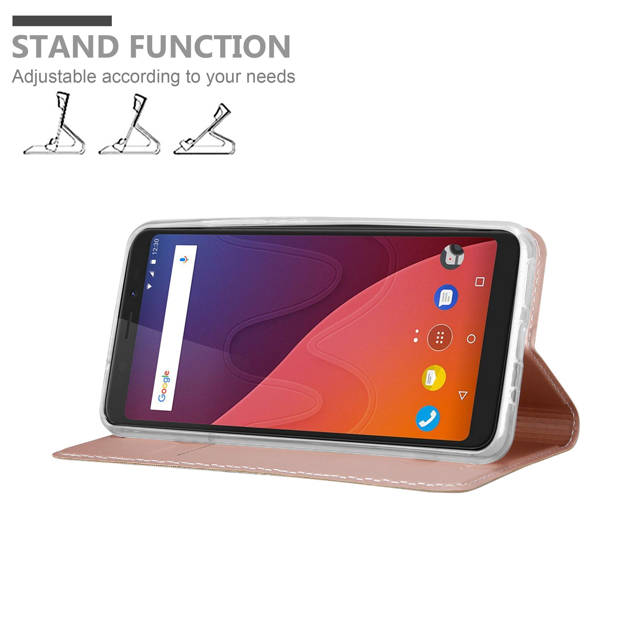 Cadorabo Custodia Libro Portafoglio Per WIKO VIEW XL - Marrone Cappuccino Con Vani Carte E Supporto - 3