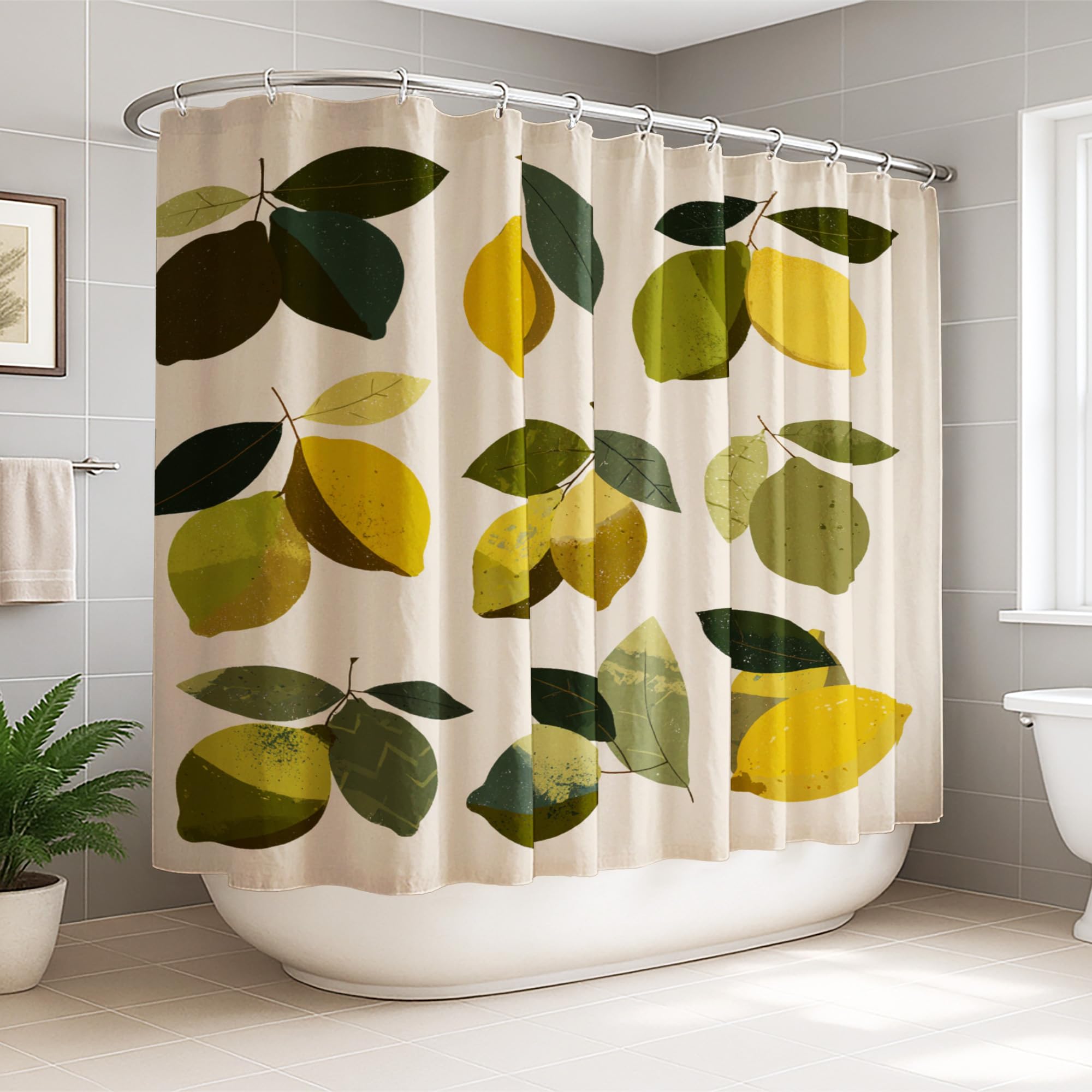 Rideau de douche extra large jaune d'été 274x183 cm pour grande salle de bain