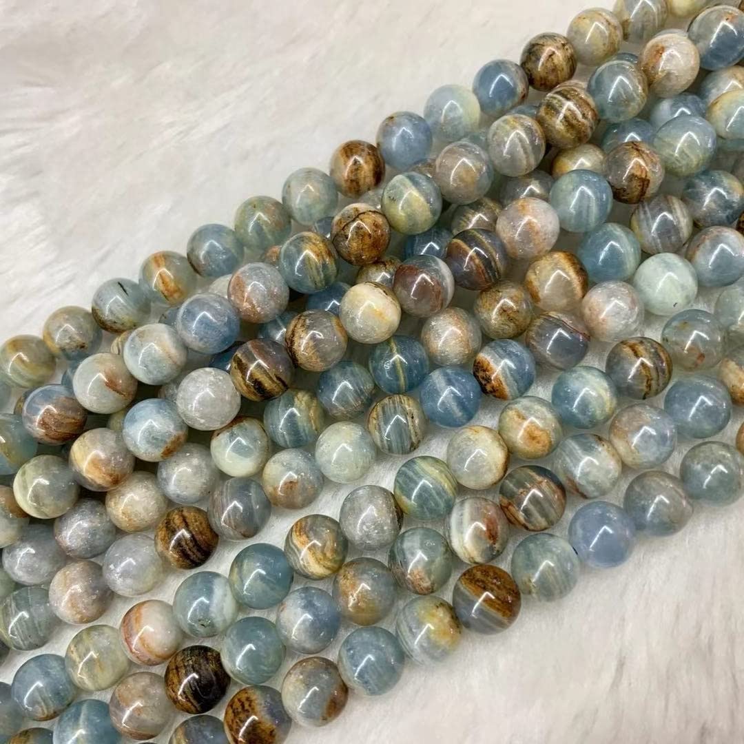 1 Juego de Cuentas Sueltas de Calcita Azul Argentina, Piedra Preciosal, para la Fabricación de Joyas (15")./Blue/9.5-10Mm