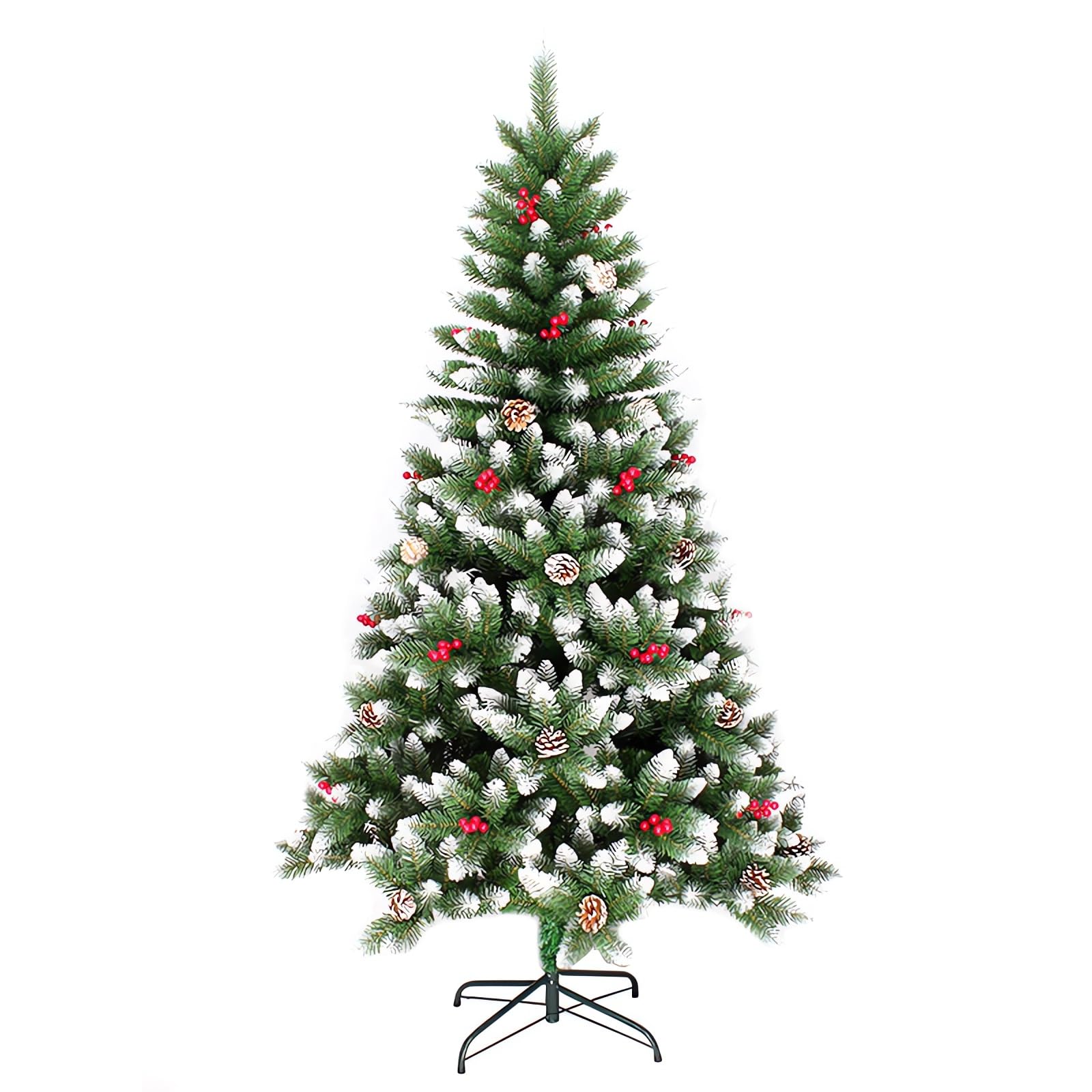 AUTOYSUR Christmas Tree Small Pine Needles Artificial Christmas Trees，Xmas Holiday Tree for Home and Office Small Spaces,Easy Assembly Metal Stand (EC140, 180cm 750 Branch)