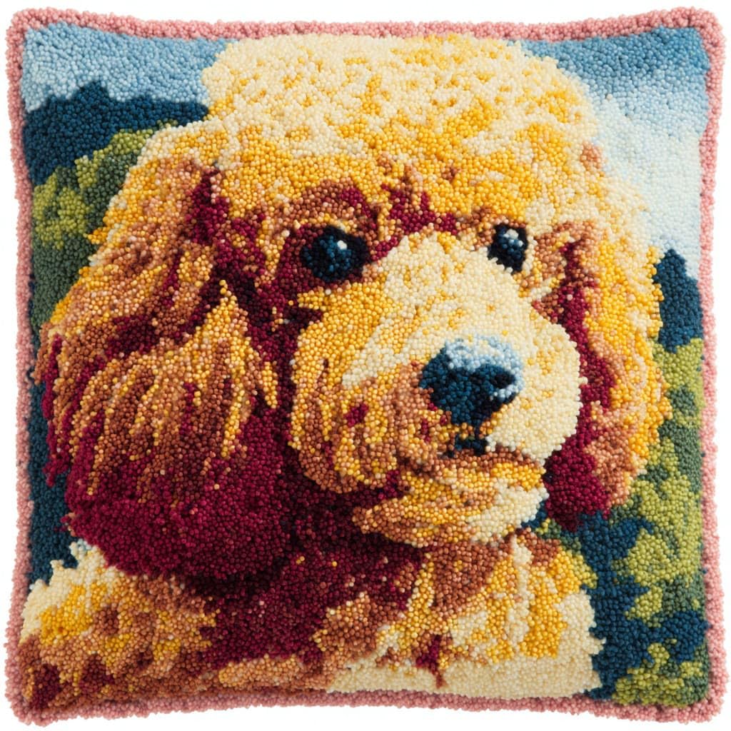 Henypt Latch Hook Cushion Kits Dog