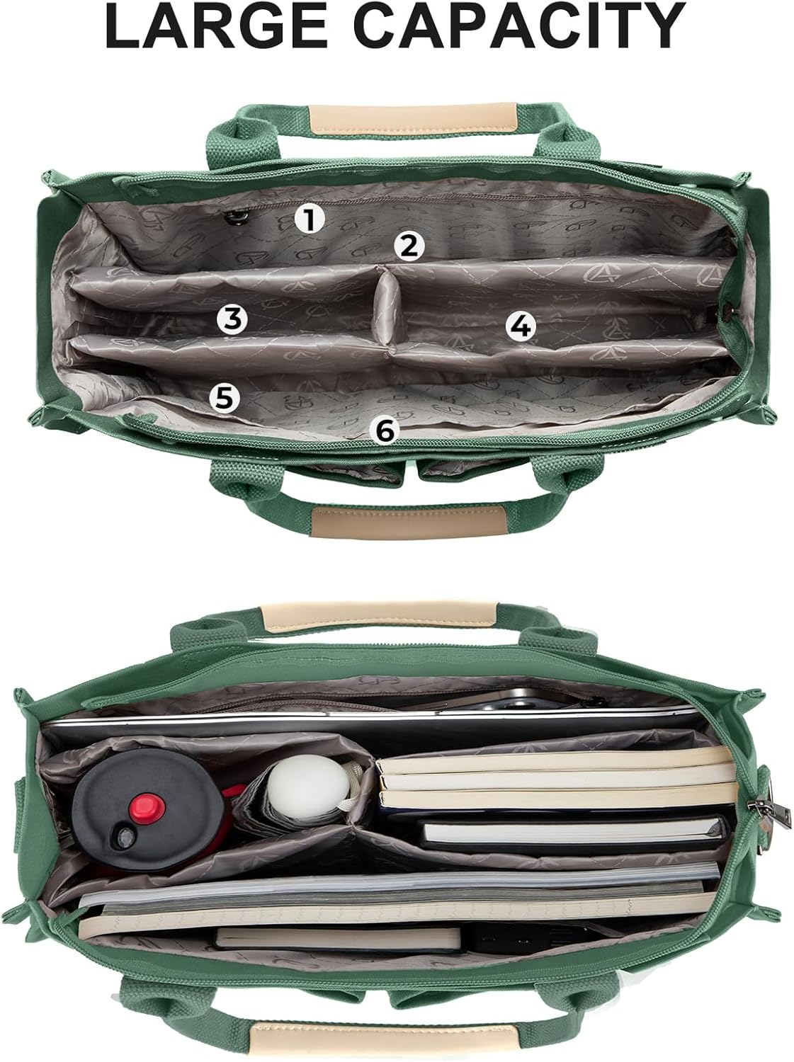 Canvas Tote Bag for Women Crossbody Work Purse with Pockets Top Handle Handbag Satchel Bags for Travel Nurse Teacher - Image 4