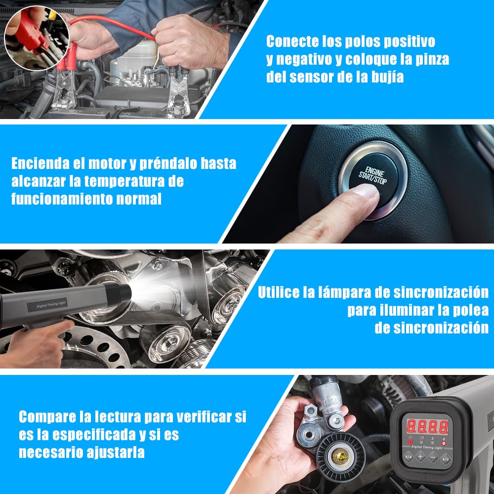 Pistola estroboscópica Digital 12V para Coche y Moto, lámpara de sincronización LED, luz estroboscópica para Motor Gasolina, Coche, cortacésped, Marina y avión