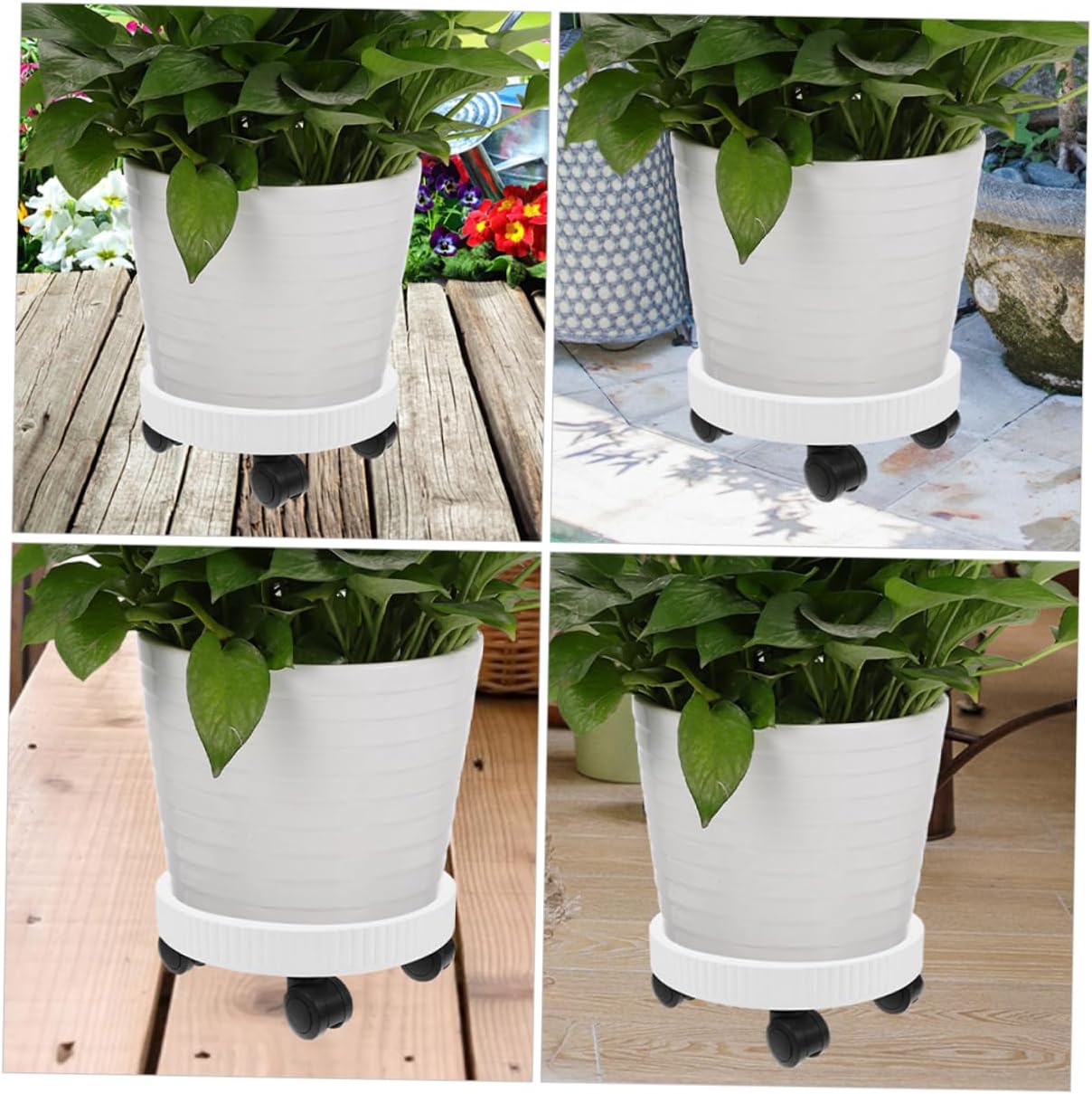 Yardwe Rolling Plant Tray with Wheels Thickened Planter Trolley for Pots Lightweight Garden Stand Floor Protection and Decoration for Indoor and Outdoor Use