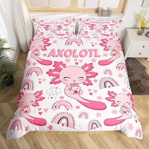 Manfei Lindo juego de funda de edredón para niños, tamaño King, diseño de dibujos animados de estrellas y arco iris, decoración de habitación de