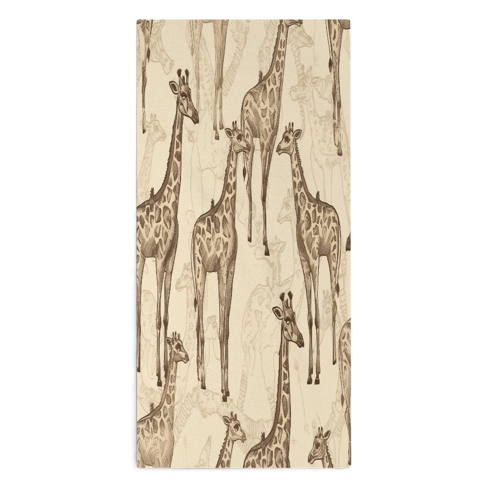 YUXBVKRS Hand Drawn Giraffes Hand Towels for Bathroom 14x29 Inch