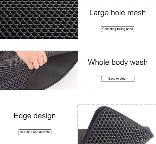 Miniatura 5 de Tapete de arena para gatos, 24 x 35 pulgadas26 x 46 pulgadas, doble capa, impermeable, para caja de arena, impermeable, a prueba de fugas,